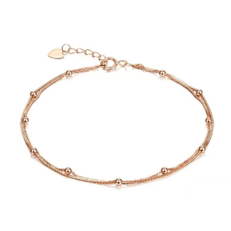 18K Gold Double Layer Pearl Star Bracelet Rose Gold