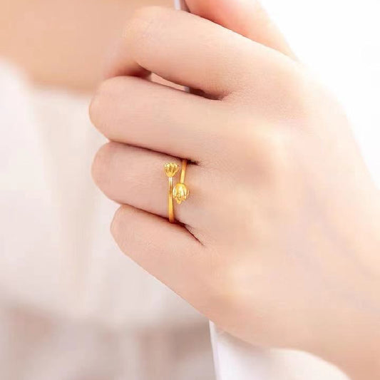 18K Gold Two Worlds Huan Ring Female Color Gold