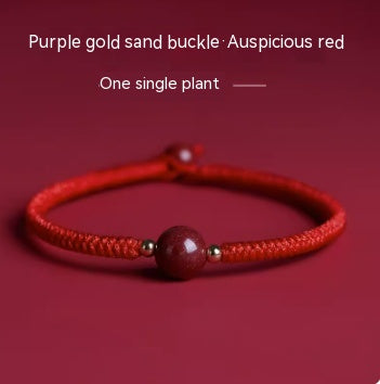 Red Hand Rope With Vermilion Sand Bracelet, Dragon Year, Primordial Year, Red Hand Rope PurpleGoldAuspiciousRed Single bead style