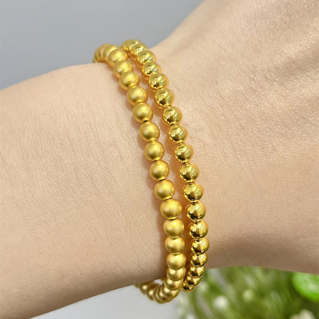Bead Bead Hand String 999 Full Gold Material 5D Cyanide Free - Bon MercadoCyanide-free 999 gold bead hand string close-up