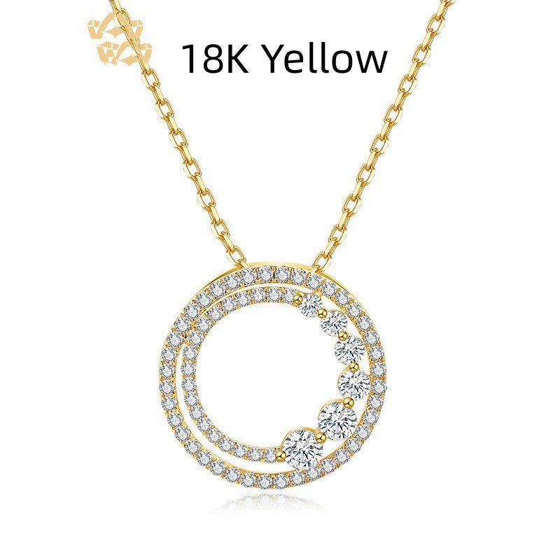 18K Gold Rose Gold Diamond Necklace Round 18K Yellow