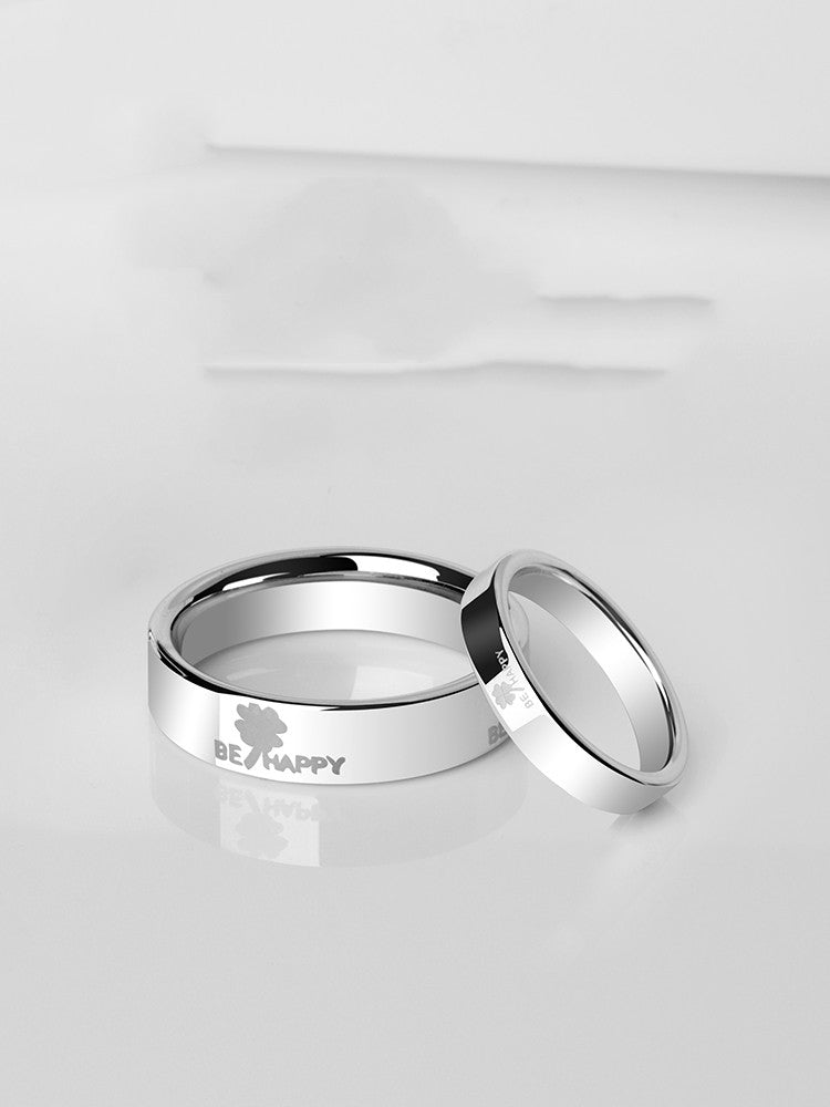 Four-leaved Grass Ring Tungsten Gold Couple