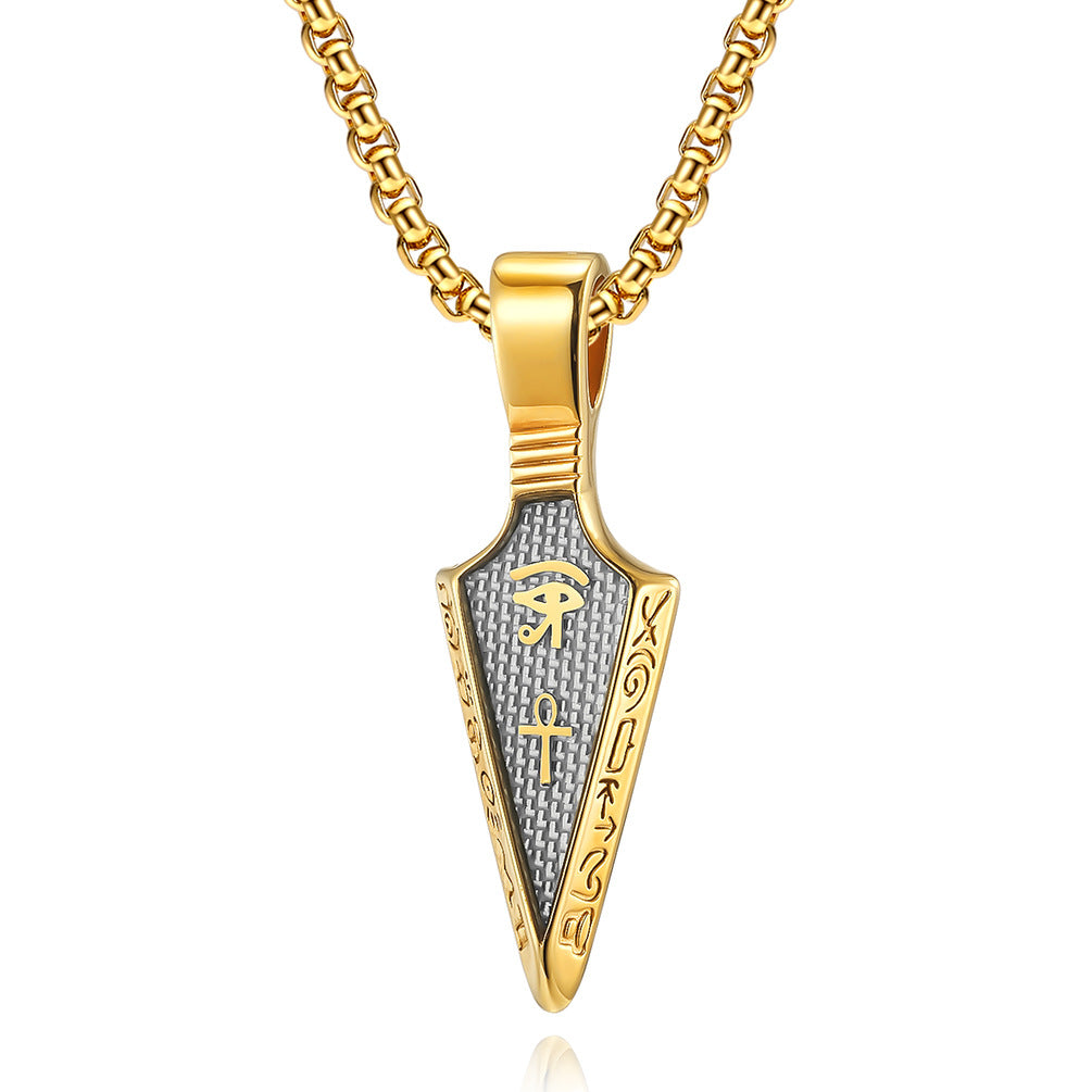 Horus Eye Anka Spearhead Stainless Steel Necklace Gold