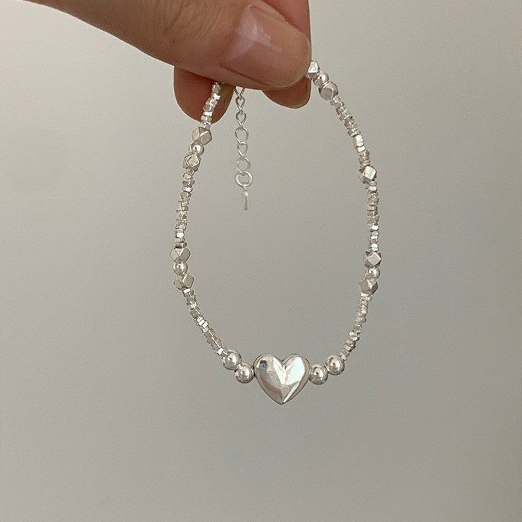 Sterling Silver Small Pieces Of Silver Heart Bracelet Female Niche