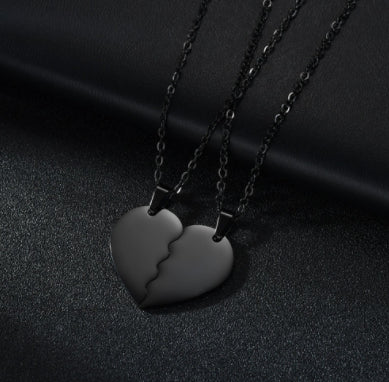 Stainless Steel Love Puzzle Necklace Set Black