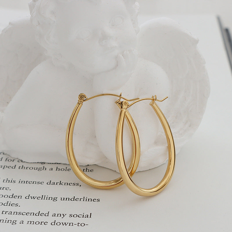 Titanium Plated 18K Gold U-shaped Earrings