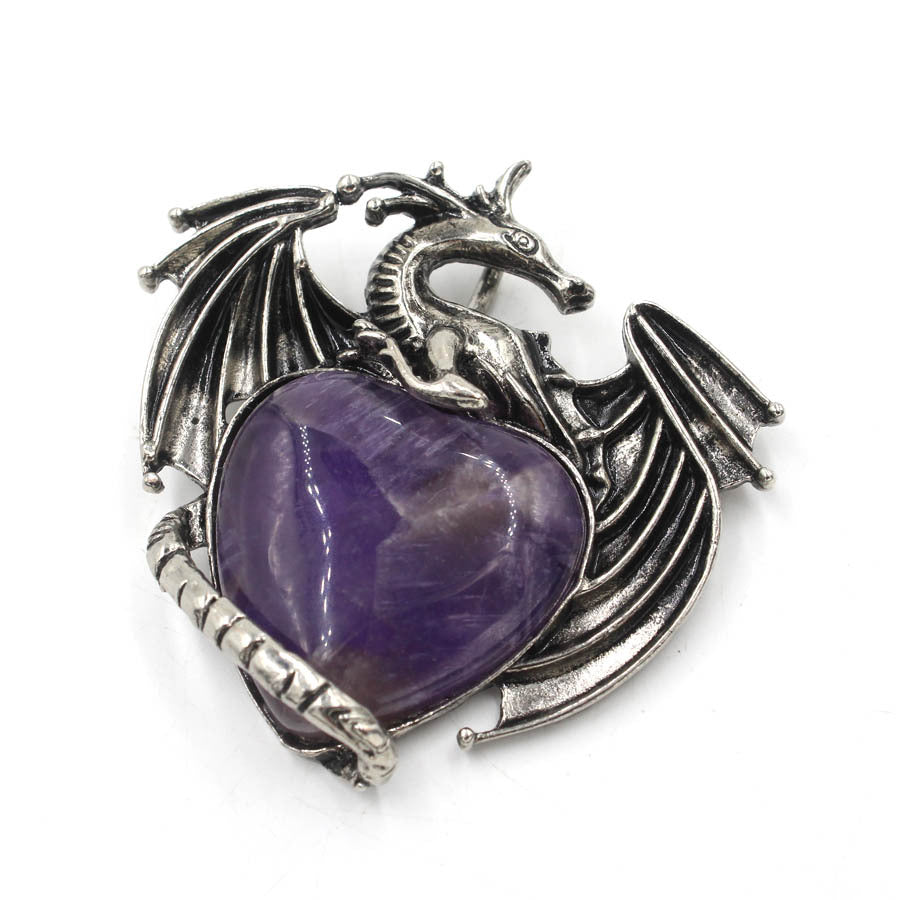 Pterosaur Heart-shaped Crystal Pendant Decoration Ornaments Amethyst