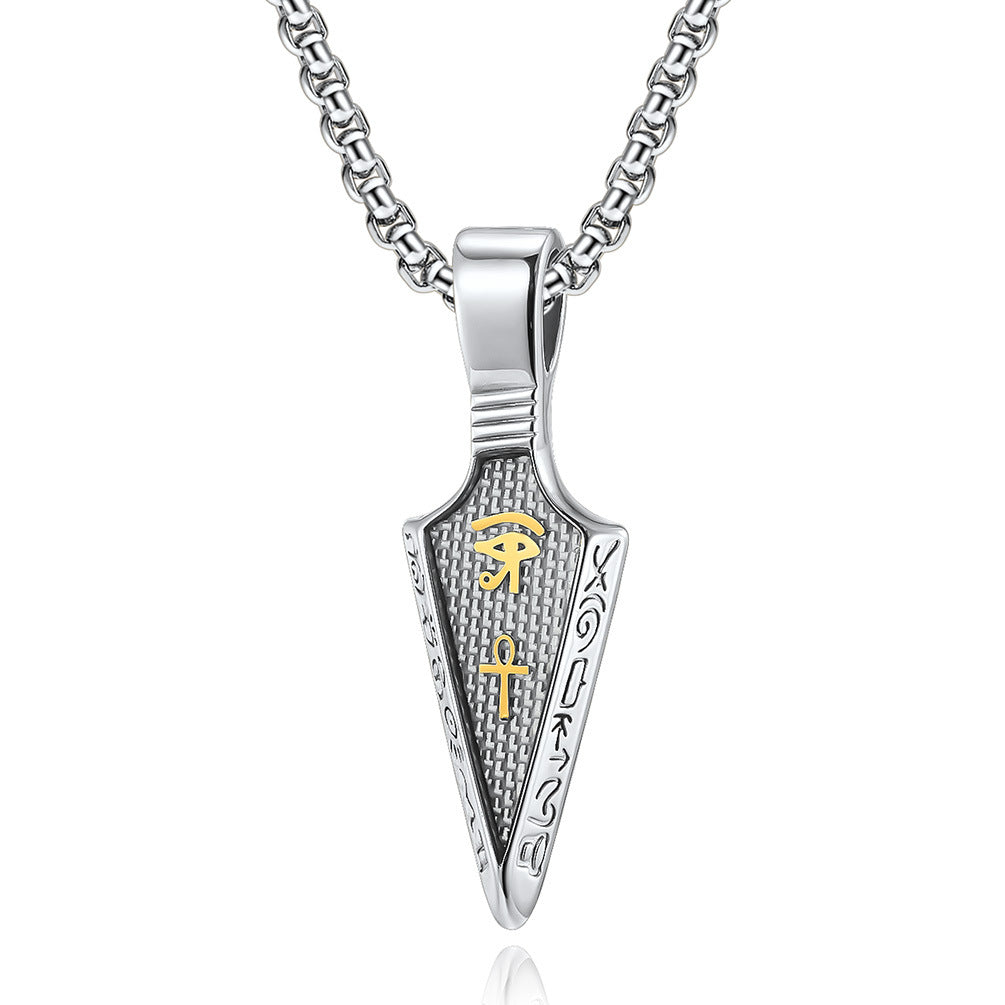 Horus Eye Anka Spearhead Stainless Steel Necklace Steel Color