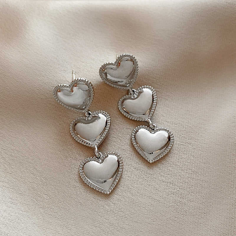 Silver Heart-shaped Women's Earrings