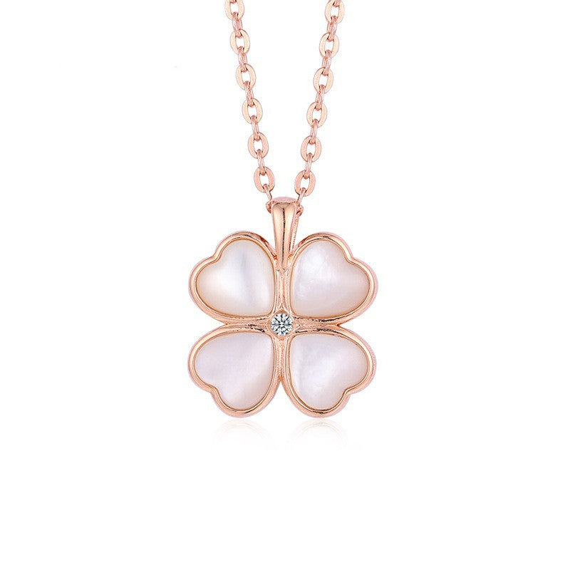 Women's 18K Gold Clover Fritillary Pendant Necklace Pendant With Chain Au750