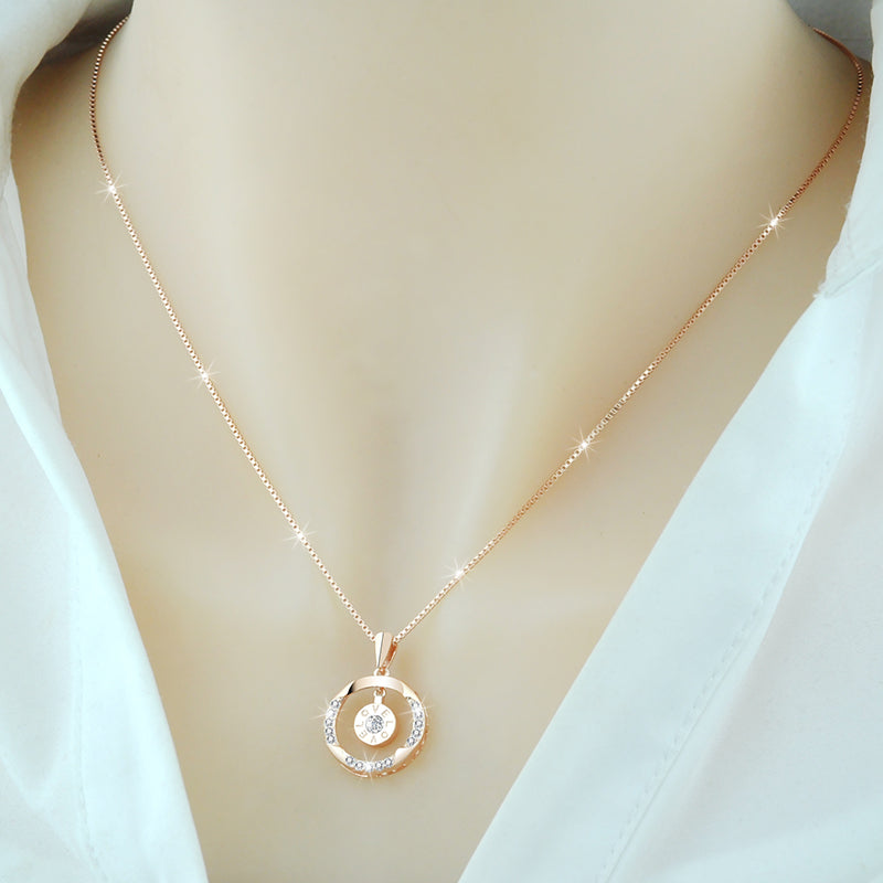 925 Sterling Silver 18k Yellow Gold Plated Rose Love Necklace Women Rose Gold