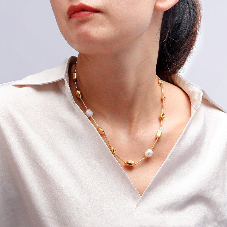 Personality Retro Brass Gold-plated Collarbone Necklace