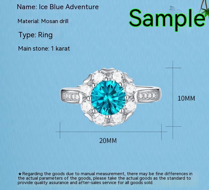 S925 Silver Blue Chic Ice Blue Adventure Women's Ring Jewelry