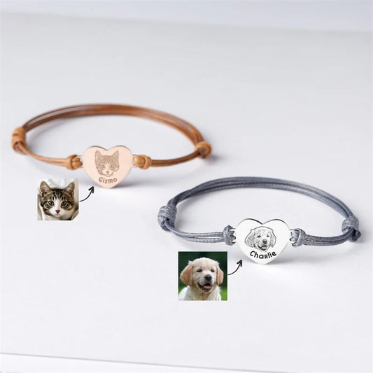 DIY Dogs And Cats Pet Memorial Braided Rope Adjustable Size Custom Bracelet