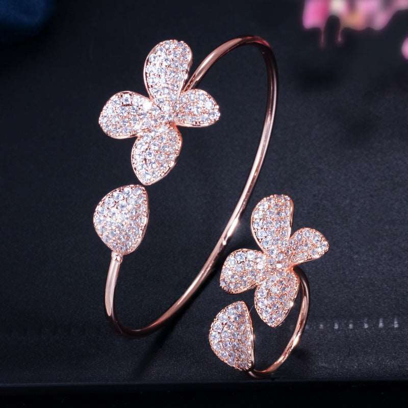 Creative Adjustable Two-piece Bracelet And Ring Rose Gold