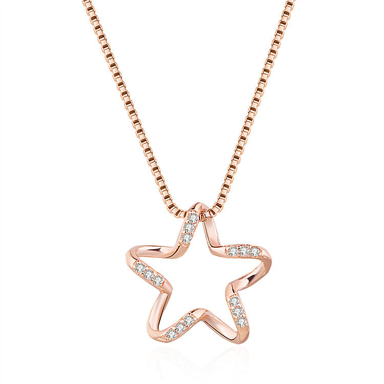 Pentagram Zircon XINGX Necklace Female Clavicle Chain Rose Gold