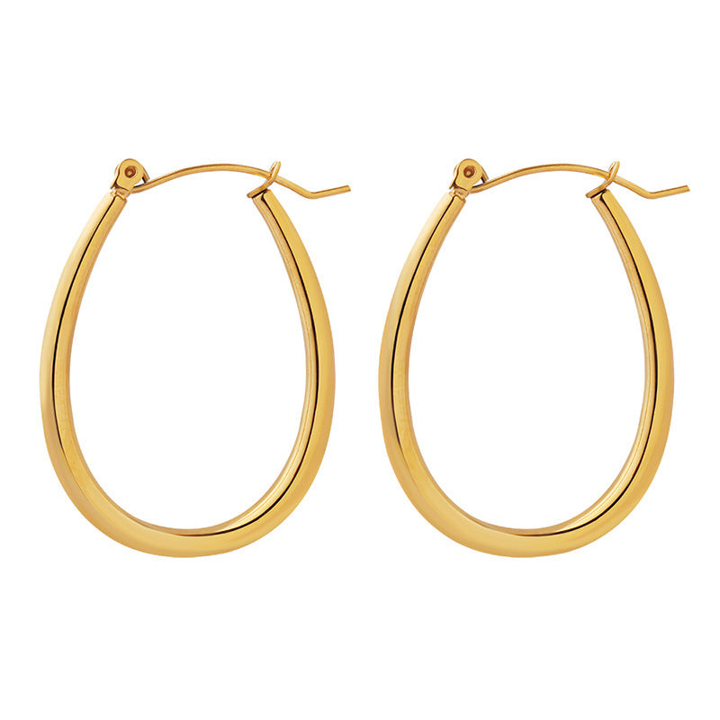 Titanium Plated 18K Gold U-shaped Earrings