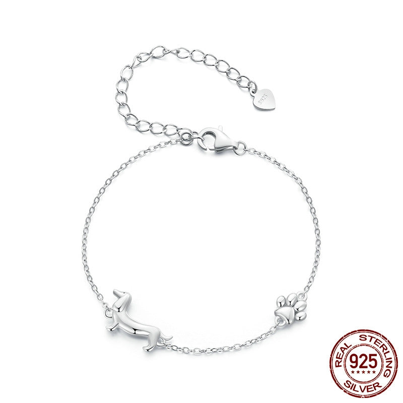 Simple Cute Animal Dog S925 Sterling Silver Bracelet