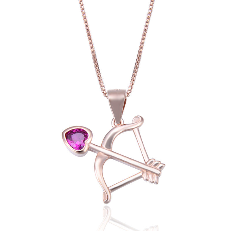 S925 Silver Diamond Creative Heart Bow And Arrow Pendant Single Pendant Not Necklace S925 Silver