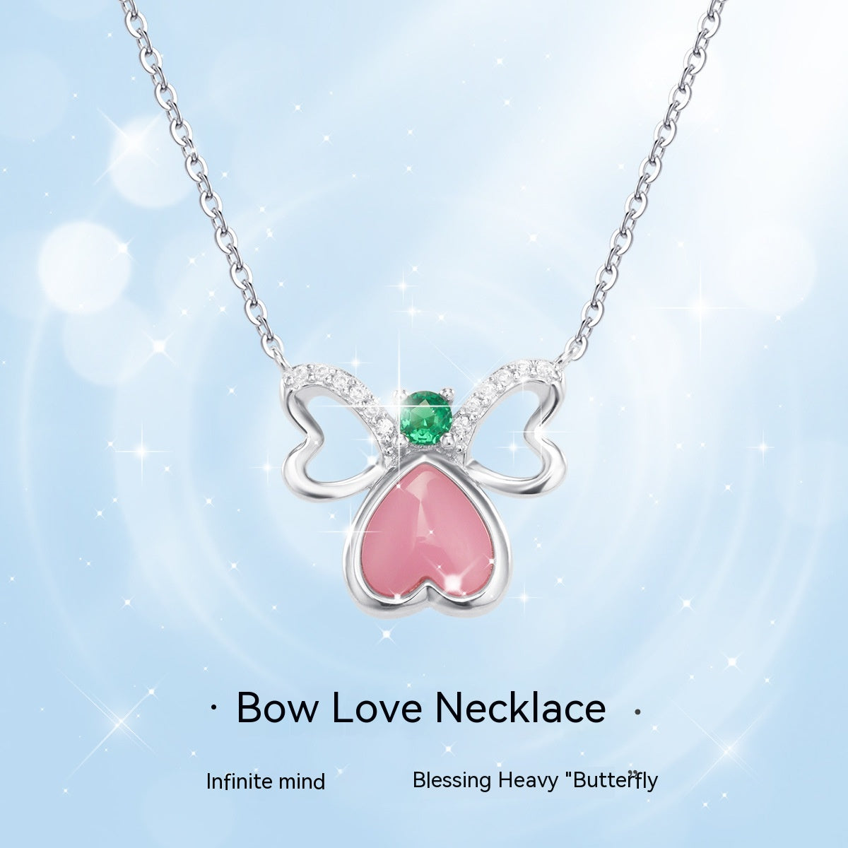 Sterling Silver Women's Fashion Design Bow Love Necklace