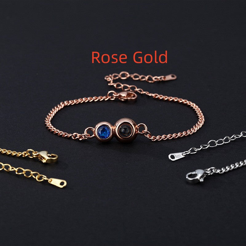 Simplified Twelve Birthday Stone Projection Bracelet Rose Gold