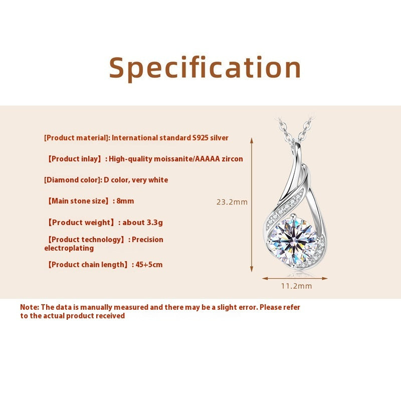 Water Drop Pendant Women's Diamond Necklace Minority All-match