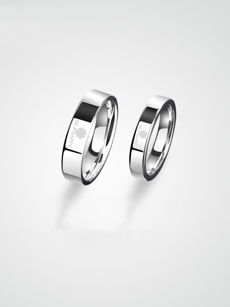 Four-leaved Grass Ring Tungsten Gold Couple