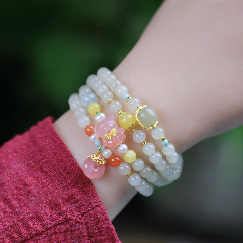 Hetian Jade  With Peace Buckle Women's Bracelet