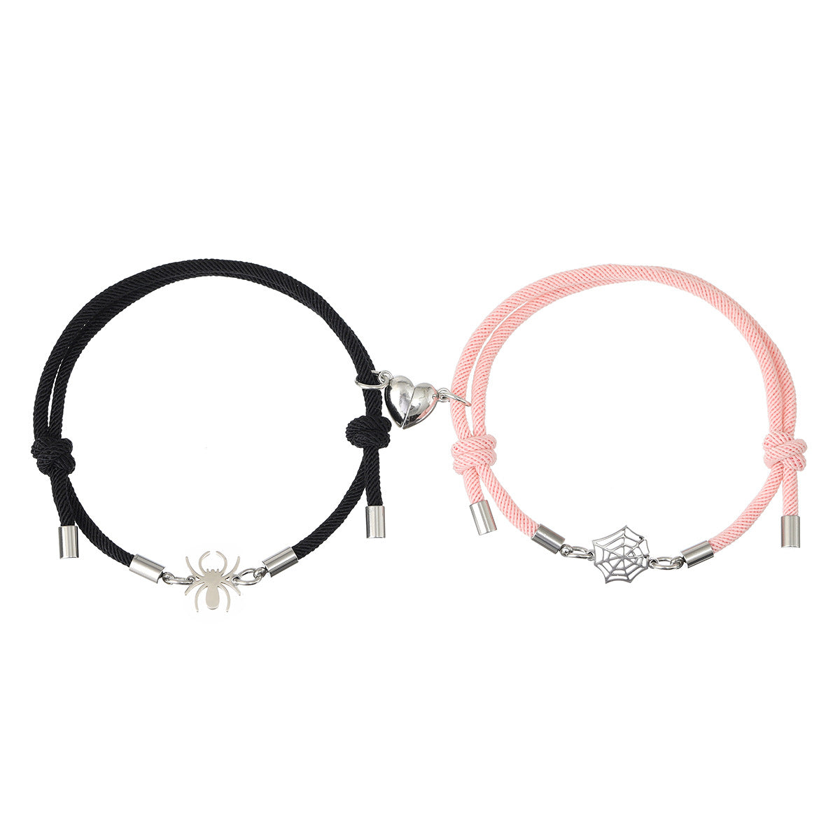 Spider And Net Milan Rope Love Magnet Couple Bracelet Wrist String Ornament Black Pink