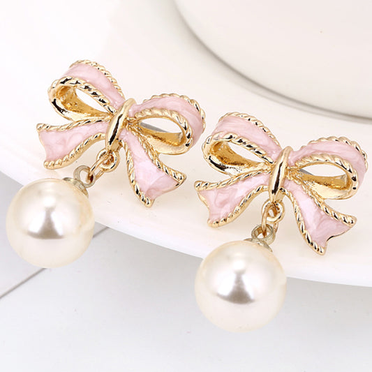 Japanese And Korean Style Sweet And Lovely Earrings Pink