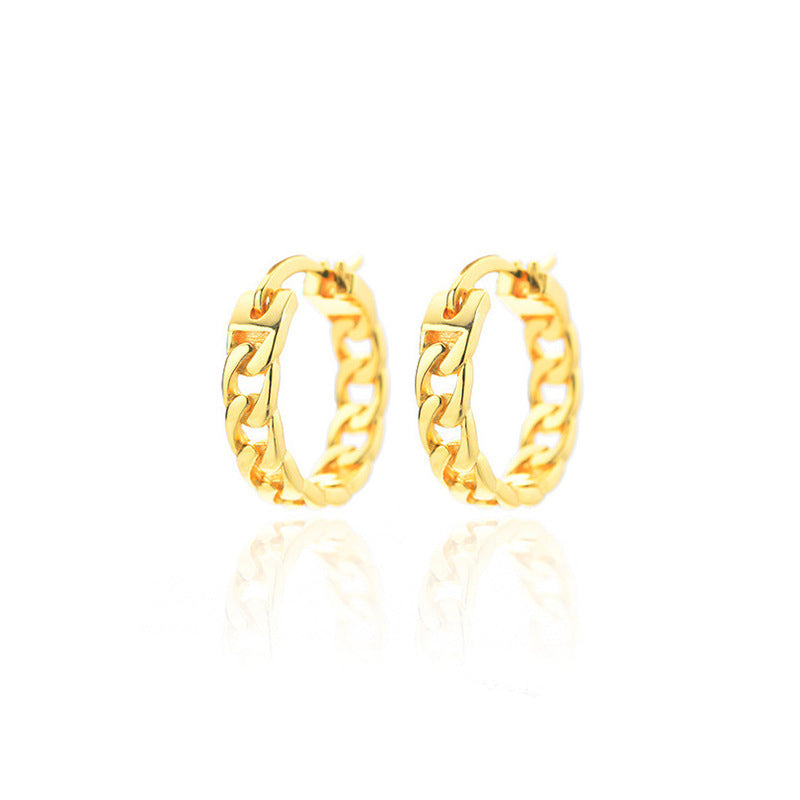 S925 Sterling Silver Chain Ear Ring Women's Hollow Design Earrings