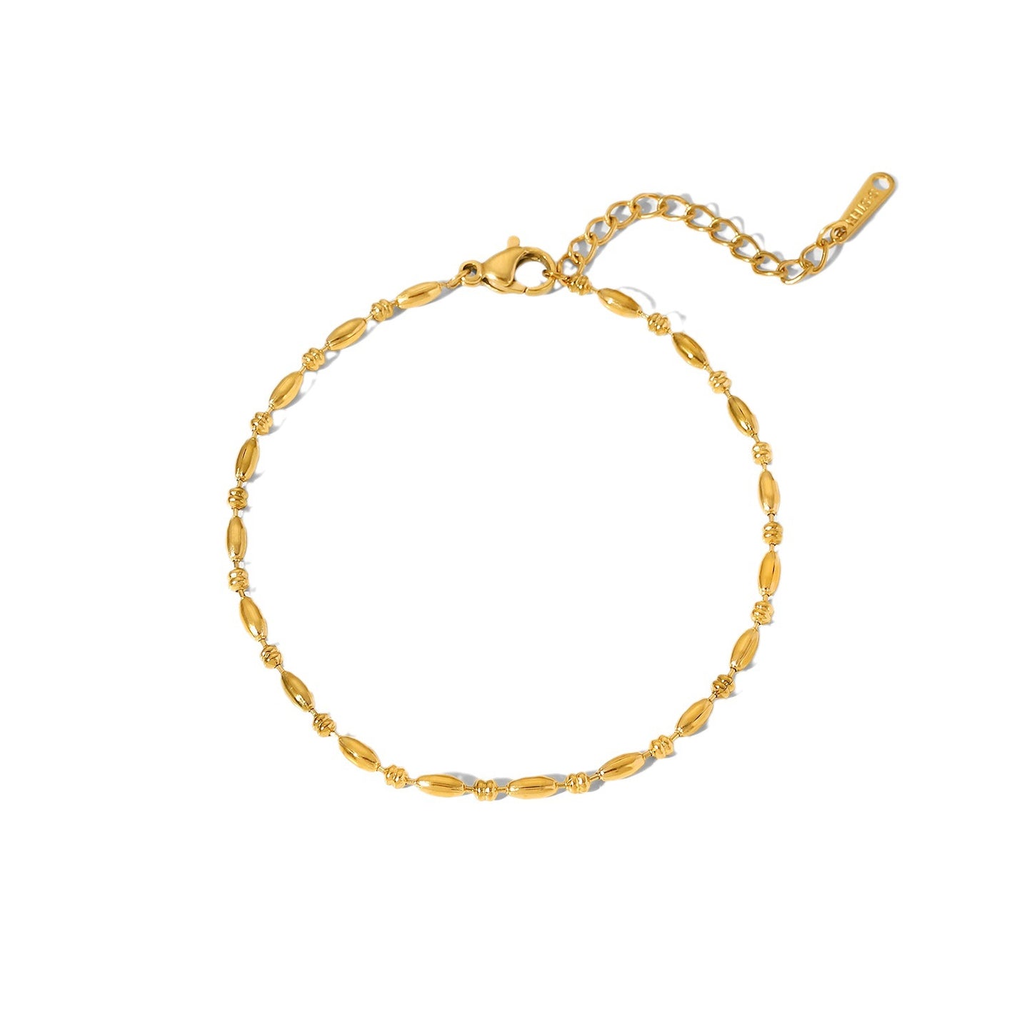 Fashion Simple Ladies Oval Bead Bracelet Gold