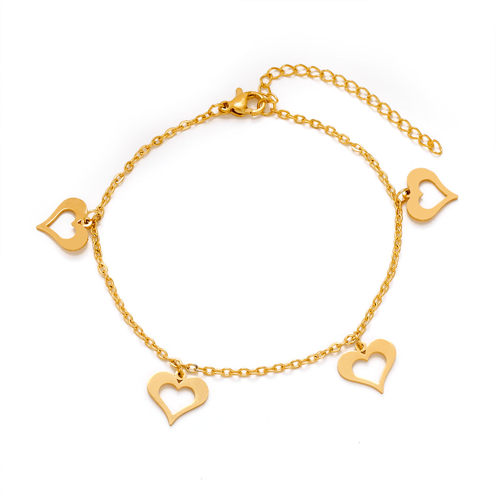 Double Layer Gold Stainless Steel Chain Bracelet Butterfly Heart Dog Paw Tree Of Life Charm Bracelets For Women Gold3